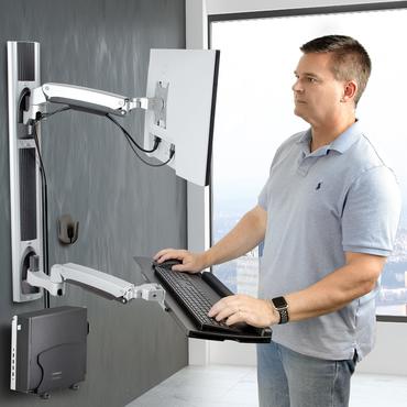 StarTech.com Wall Mount Workstation, VESA Mount For 32" Monitors (22lb/10kg), Fully Articulating Arms For Single Monitor Mount & Keyboard Tray
