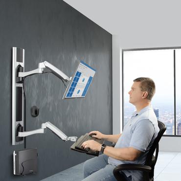 StarTech.com Wall Mount Workstation, VESA Mount For 32" Monitors (22lb/10kg), Fully Articulating Arms For Single Monitor Mount & Keyboard Tray