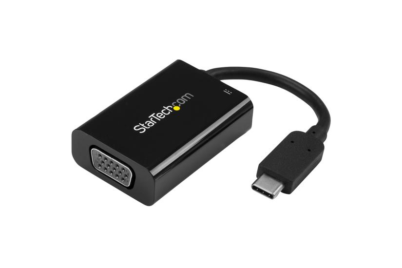 StarTech.com USB C till VGA-adapter med str&ouml;mf&ouml;rs&ouml;rjning ‒ videokonverterare USB Type-C till VGA-sk&auml;rm f&ouml;r 1080p, med laddning ‒ str&ouml;mf&ouml;rs&ouml;rjning p&aring; 60 W f&ouml;r direktladdning ‒ Thunderbolt 3-kompatibel ‒ svart - USB/VGA-adapter - 15 m