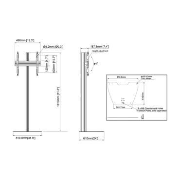 Multibrackets M ställ - mikrojustering - för LCD-display - svart