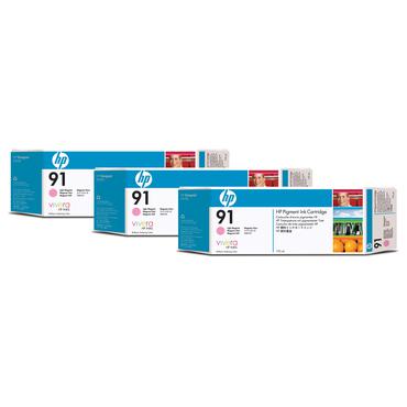 HP 91 - 3-pack - ljus magenta - original - bl&auml;ckpatron