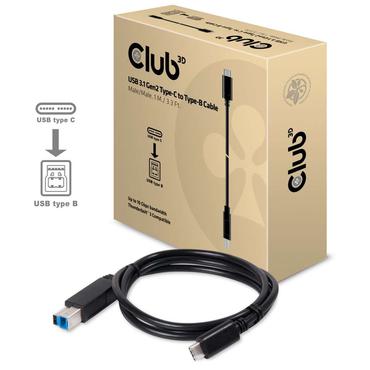 Club 3D - USB typ C-kabel - 24 pin USB-C till USB Type B - 1 m