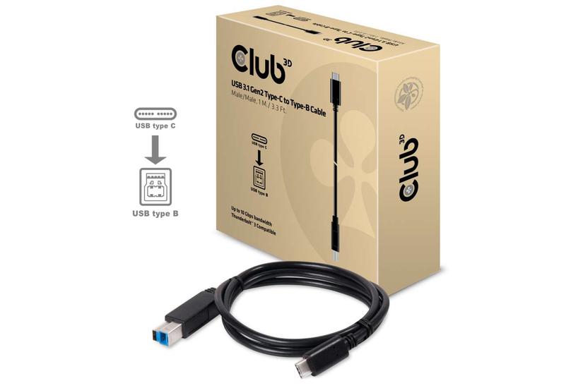 Club 3D - USB typ C-kabel - 24 pin USB-C till USB Type B - 1 m