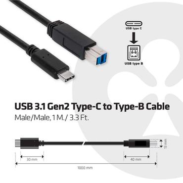 Club 3D - USB typ C-kabel - 24 pin USB-C till USB Type B - 1 m