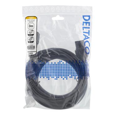 DELTACO - f&ouml;rl&auml;ngningskabel f&ouml;r str&ouml;m - IEC 60320 C15 till IEC 60320 C14 - 3 m