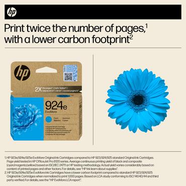 HP Original 924e EvoMore-blækpatron, cyan