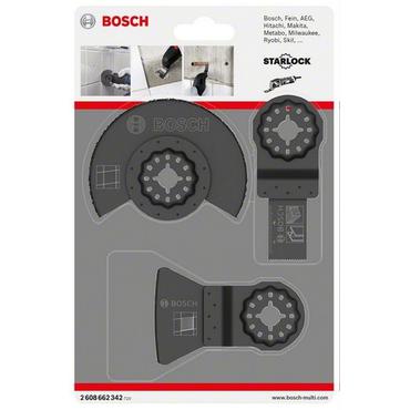 Bosch Basic - tillbeh&ouml;rssats f&ouml;r multiverktyg - f&ouml;r tr&auml;, kakel, kakellim, murbruk, copper pipes, non-hardened metal - 3 delar