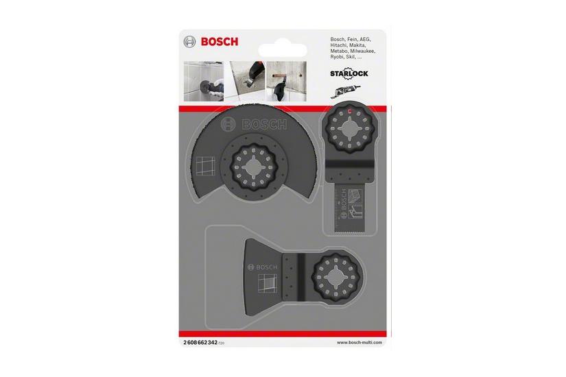 Bosch Basic - tillbeh&ouml;rssats f&ouml;r multiverktyg - f&ouml;r tr&auml;, kakel, kakellim, murbruk, copper pipes, non-hardened metal - 3 delar