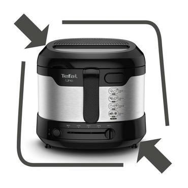 Tefal Uno FF215D Enkelt 1,8 L Enkeltstående 1600 W Frituregryde Sort, Rustfrit stål