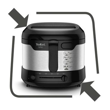 Tefal Uno FF215D Enkelt 1,8 L Enkeltstående 1600 W Frituregryde Sort, Rustfrit stål