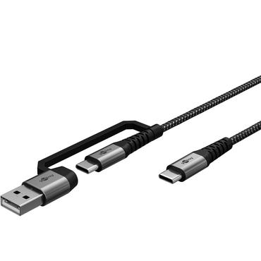 Goobay USB-kabel - 3 m - Hankoppling - USB-C - USB 2.0 - Rak