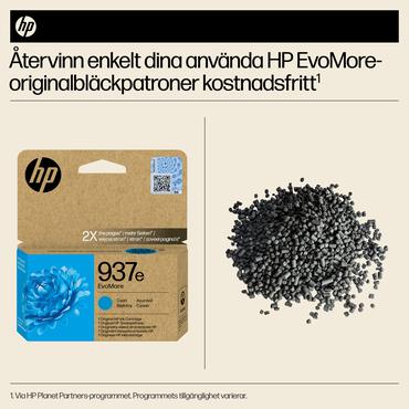 HP Original 937e EvoMore-blækpatron, cyan