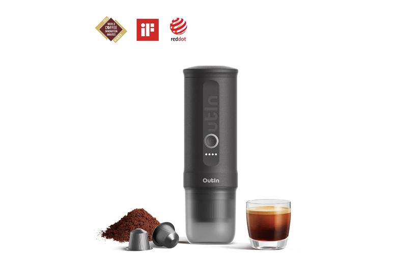 Outin Reskaffemaskin - Malat kaffe, Nespresso Original kapslar - 20 Bar - 7500 mAh - 80 l