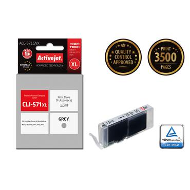 Activejet ACC-571GNX blæk (Canon CLI-571G XL udskiftning; Supreme; 12 ml; grå)