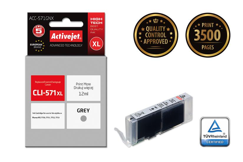 Activejet ACC-571GNX blæk (Canon CLI-571G XL udskiftning; Supreme; 12 ml; grå)