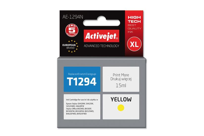 Activejet AE-1294N bl&aelig;k (erstatning Epson T1294; Supreme; 15 ml; gul)