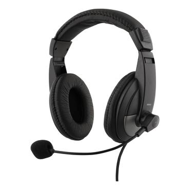 Deltaco HL-50C Headset, 40mm element, USB-C, volume control black