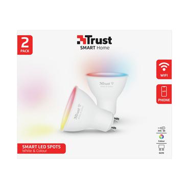 Trust Smart Home - LED-spot lyspære - GU10 - hvid/farve - 1800-6500 K - spotbarre - hvid (pakke med 2)