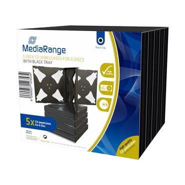 MediaRange BOX34-6 optisk disk etui Smykkeboks 6 diske Sort