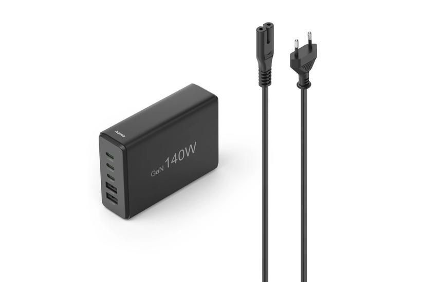 Hama stacja ładująca GaN 140W PD/QC 3x USB-C, 2x USB-A czarna