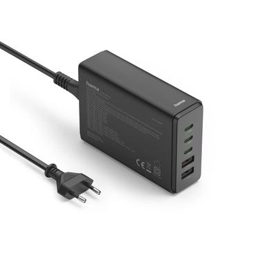 Hama stacja ładująca GaN 140W PD/QC 3x USB-C, 2x USB-A czarna