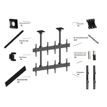 Multibrackets M Ceiling Mount Pro MBC2X2U monteringssats - för 4 LCD-bildskärmar - svart
