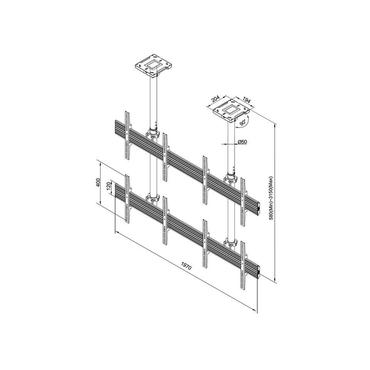 Multibrackets M Ceiling Mount Pro MBC2X2U monteringssats - för 4 LCD-bildskärmar - svart