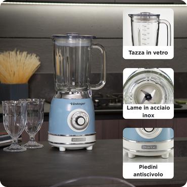 Vintage Glasbecher    (hellblau/creme)