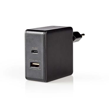 Nedis WCPD45W100BK mobile device charger Universal Black USB Indoor