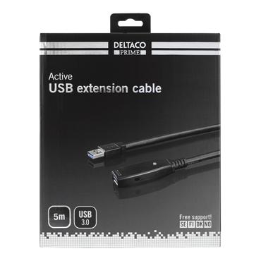 DELTACO USB3-1002 - USB-f&ouml;rl&auml;ngningskabel - USB typ A till USB typ A - 5 m