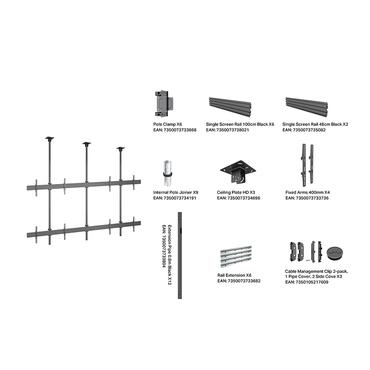 Multibrackets M Pro HD Series MBC2X2U monteringssats - fixerad - f&ouml;r 4 LCD/plasmapaneler - svart