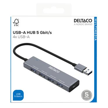 DELTACO - hub - 5 Gbps, USB-A - 4 porte