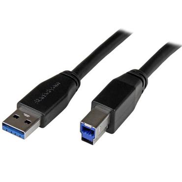 StarTech.com 5m 15 ft Active USB 3.0 USB-A to USB-B Cable - M/M - USB A to B Cable - USB 3.1 Gen 1 (5 Gbps) (USB3SAB5M) - USB-kabel - USB Type B til USB Type A - 5 m