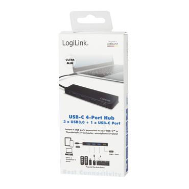 LogiLink Ultra-slim USB-C 3.1 hub - hubb - 4 portar