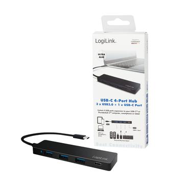 LogiLink Ultra-slim USB-C 3.1 hub - hubb - 4 portar