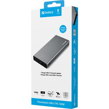 Sandberg Powerbank - strömförsörjningsbank - Li-Ion - 20000 mAh - 74 Wh