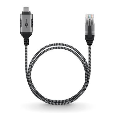 USB-C&trade; 3.1 to RJ45 Ethernet Cable, Slim, 1 m, 1 m, black - connects router, modem or network switch to USB-C&trade;