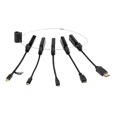 Modul&auml;r HDMI-adapterring, USB-C, DP, Mini DP, Mini HDMI och Micro HDMI, svart.