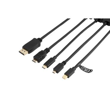 Modul&auml;r HDMI-adapterring, USB-C, DP, Mini DP, Mini HDMI och Micro HDMI, svart.