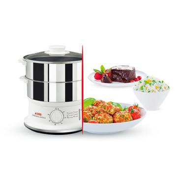 Tefal VC1451 dampkoger 2 kurv(e) Bordplade Rustfrit stål, Hvid