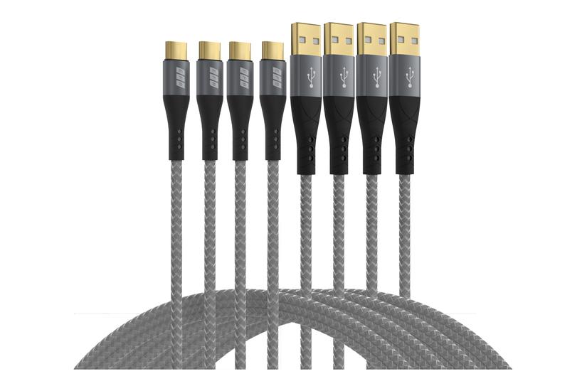 EFB USB-A auf USB-C Kabelset 60W QC 3A 0,5+1+2+3m grau