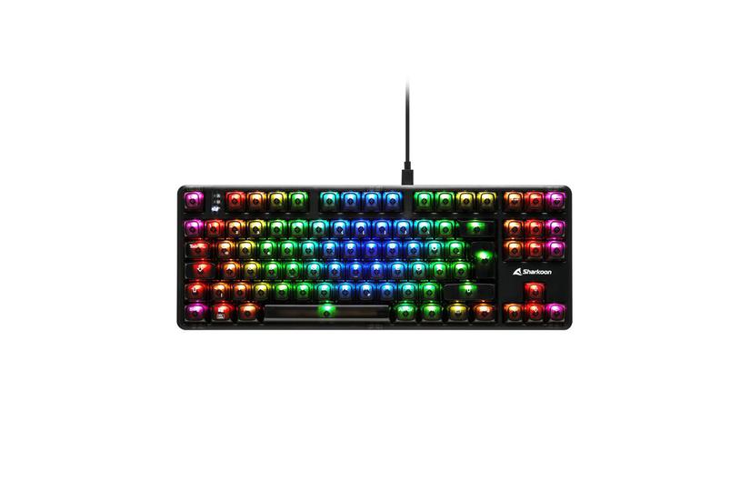 Sharkoon Tastatur - Lineær - Spil - Trådløs + Ledningsført - USB-C - 85 % layout - Sort