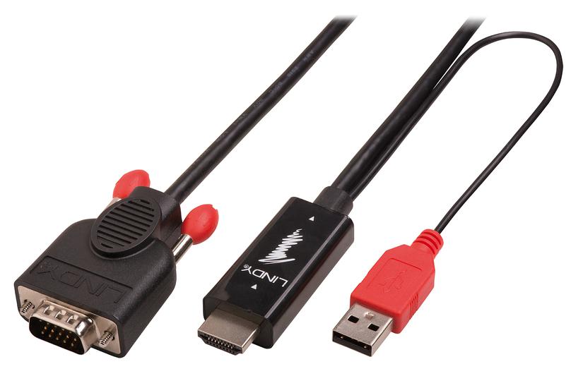 Lindy 41456 videokabel adapter 2 m HDMI VGA (D-Sub) Sort