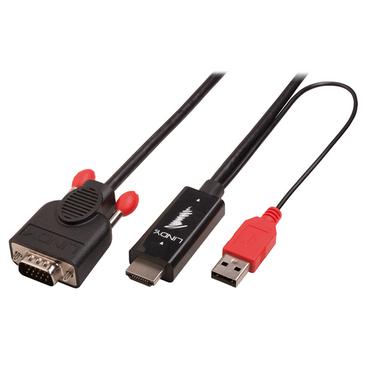 Lindy 41456 videokabel adapter 2 m HDMI VGA (D-Sub) Sort