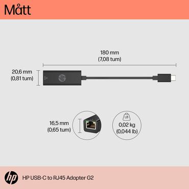 HP USB-C to RJ45 Adapter G2 Wired USB Type-C Black