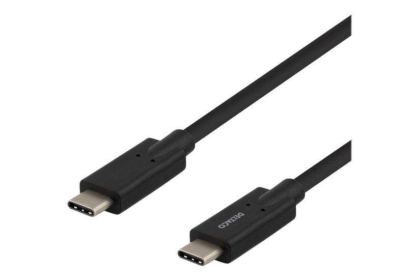 Deltaco USB-C til USB-C Kabel 5Gbit/s 5A 2m - Sort