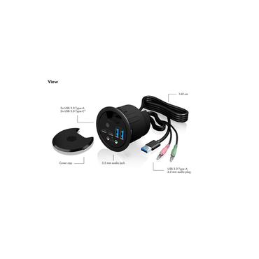 ICY BOX IB-HUB1403B stikkontakt Anthracit