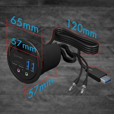 ICY BOX IB-HUB1403B stikkontakt Anthracit
