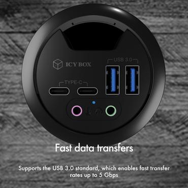 ICY BOX IB-HUB1403B stikkontakt Anthracit