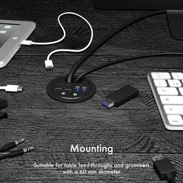 ICY BOX IB-HUB1403B stikkontakt Anthracit